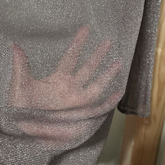 NWT Womens Top Mesh Sheer New Year Metallic Shimmer Long Sleeve Sexy Club Fairy - Picture 4 of 10